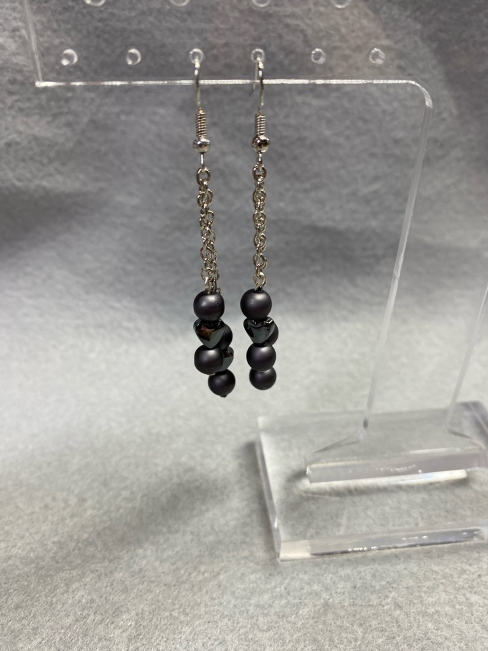 ⭐️HANDMADE Elegant Black Bead Drop Earrings